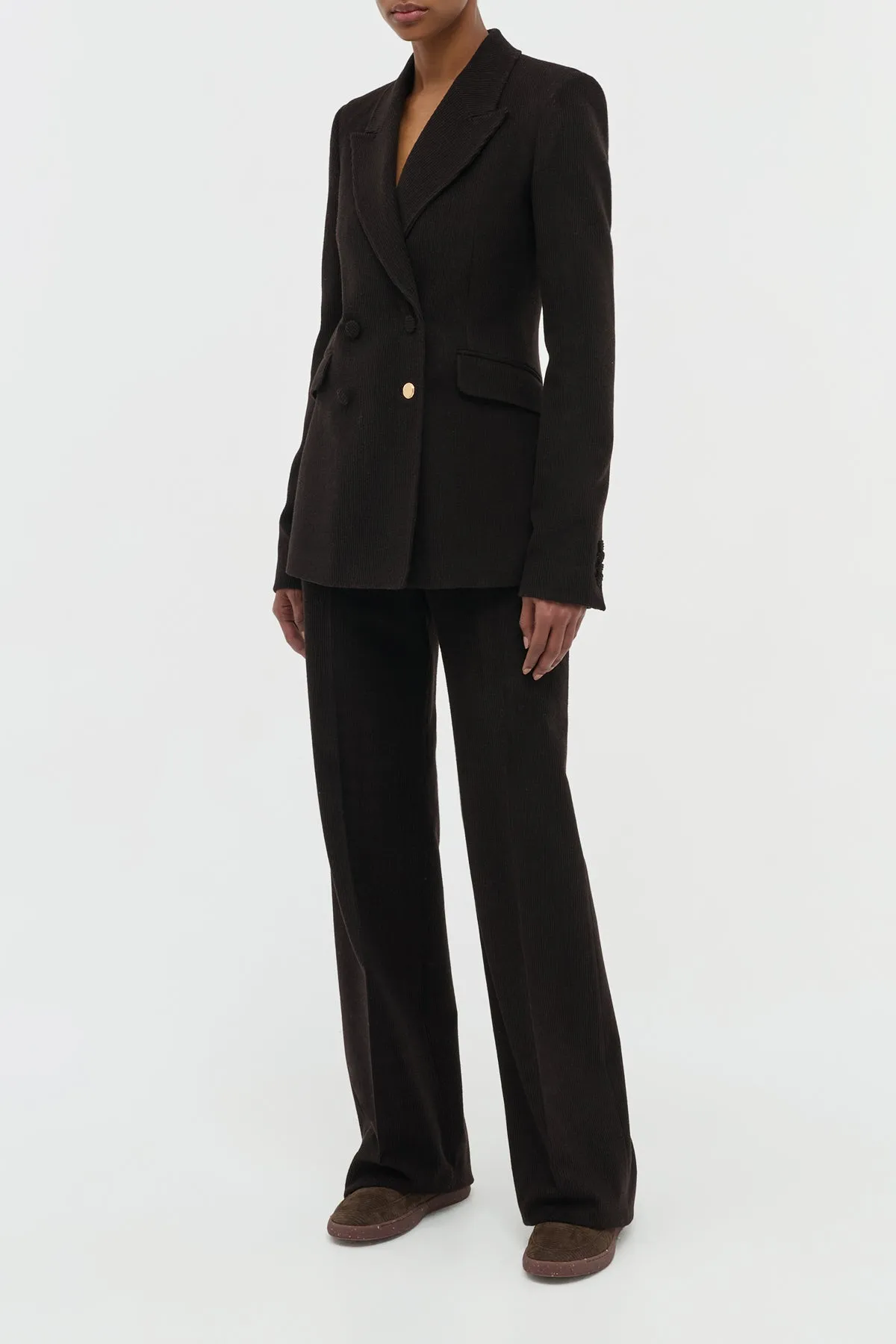 Stephanie Blazer in Chocolate Fine Cashmere Corduroy sold by Gabriela Hearst product image thumbnail 3