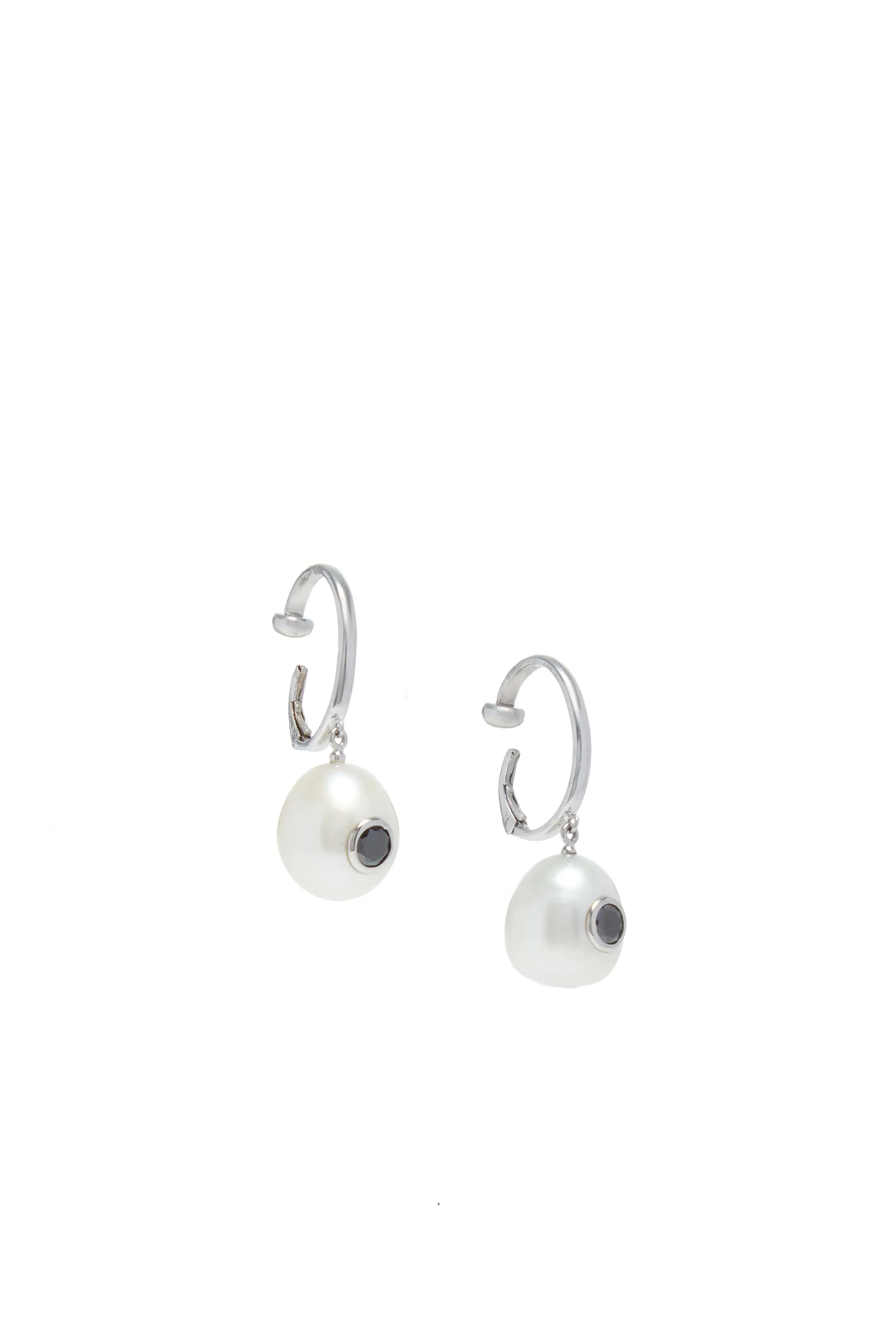 Pearl Earrings in Platinum & Black Diamonds sold by Gabriela Hearst