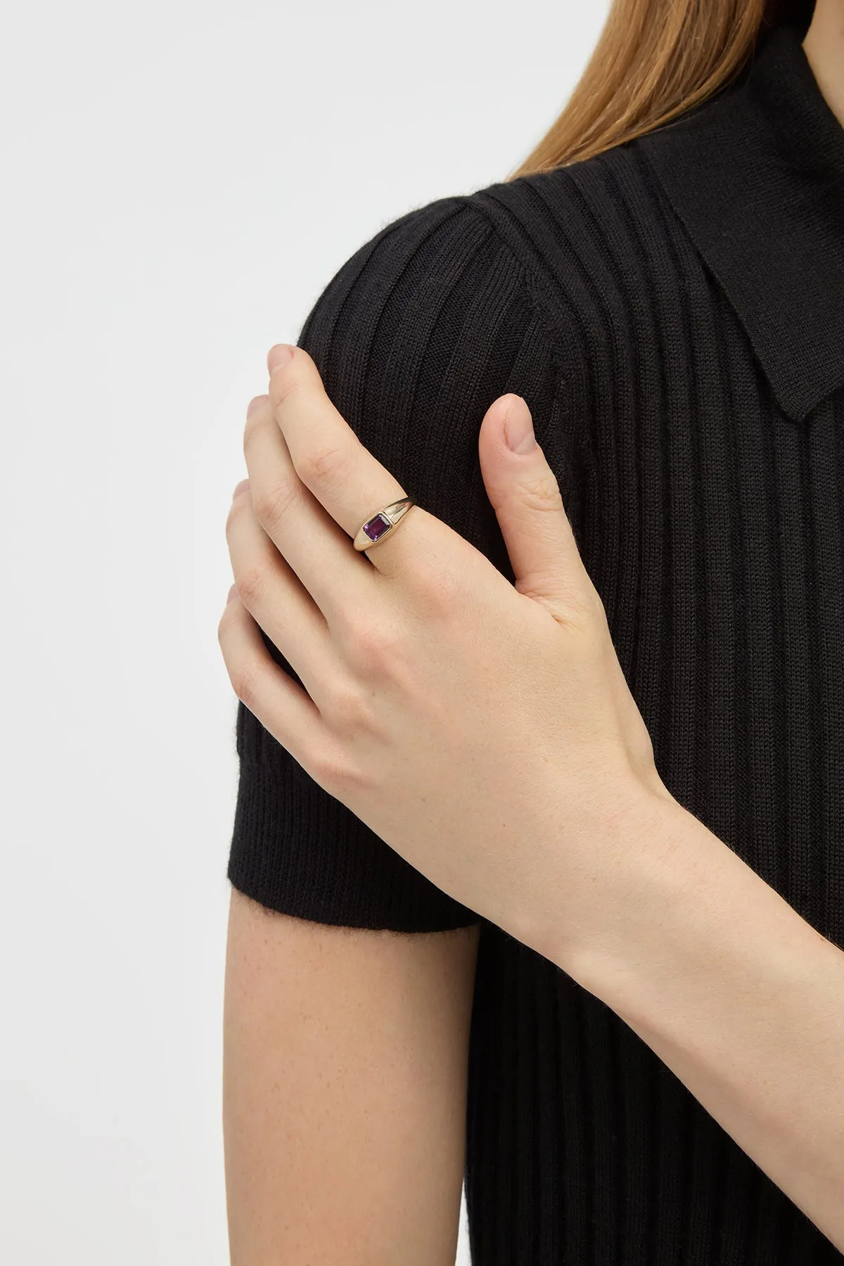 Small Ring in 18K Yellow Gold & Amethyst Stone sold by Gabriela Hearst product image thumbnail 2