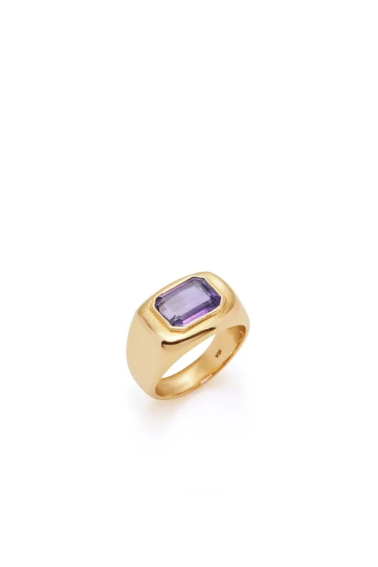 Large Ring in 18K Yellow Gold & Amethyst Stone sold by Gabriela Hearst
