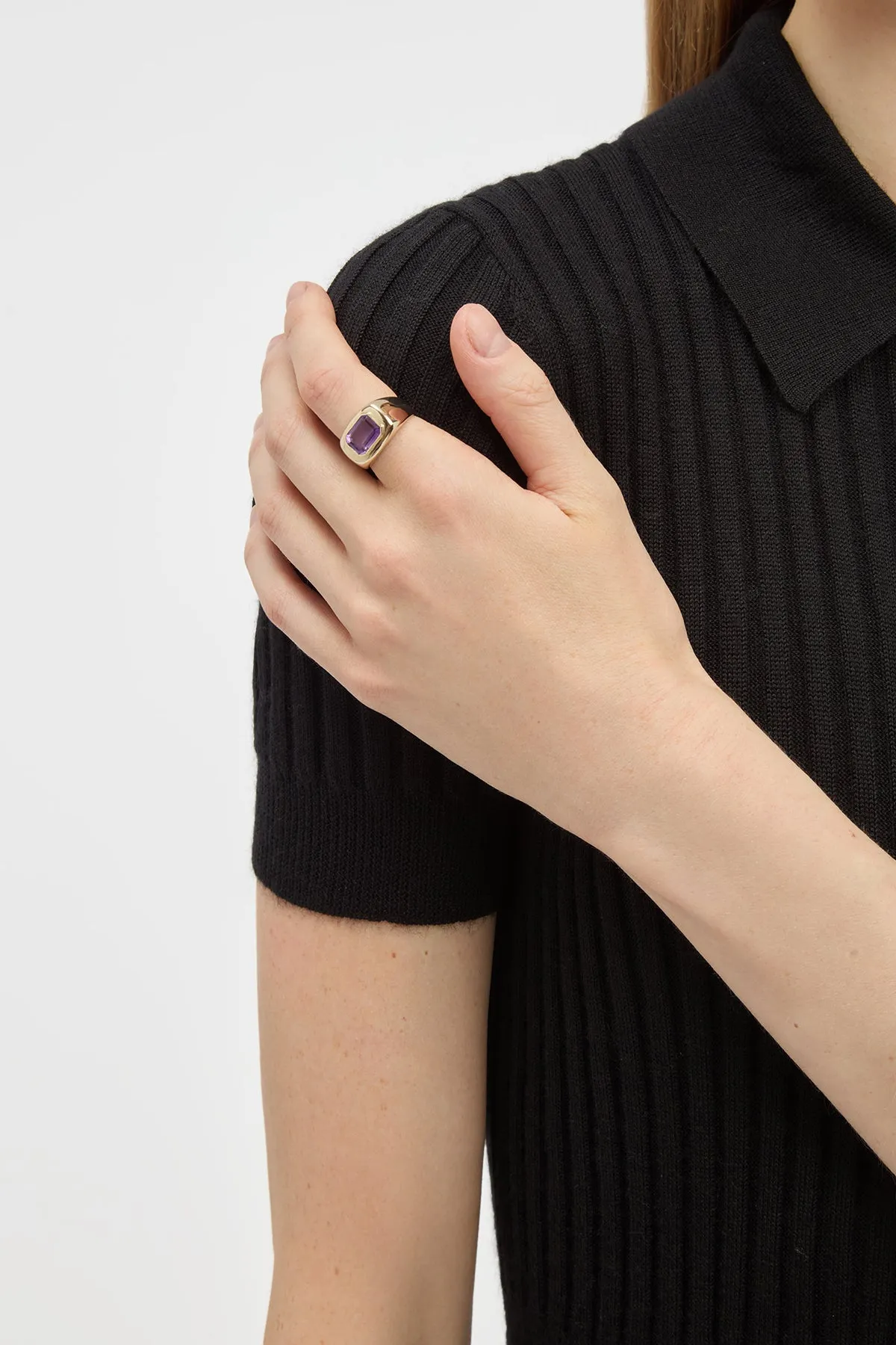 Large Ring in 18K Yellow Gold & Amethyst Stone sold by Gabriela Hearst product image thumbnail 2