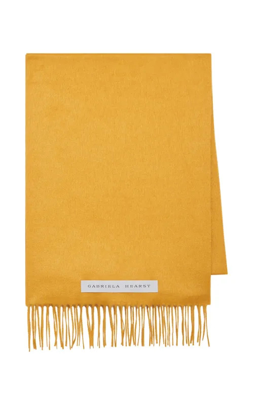 Blaine Fringe Scarf in Golden Birch Brushed Silk Cashmere sold by Gabriela Hearst