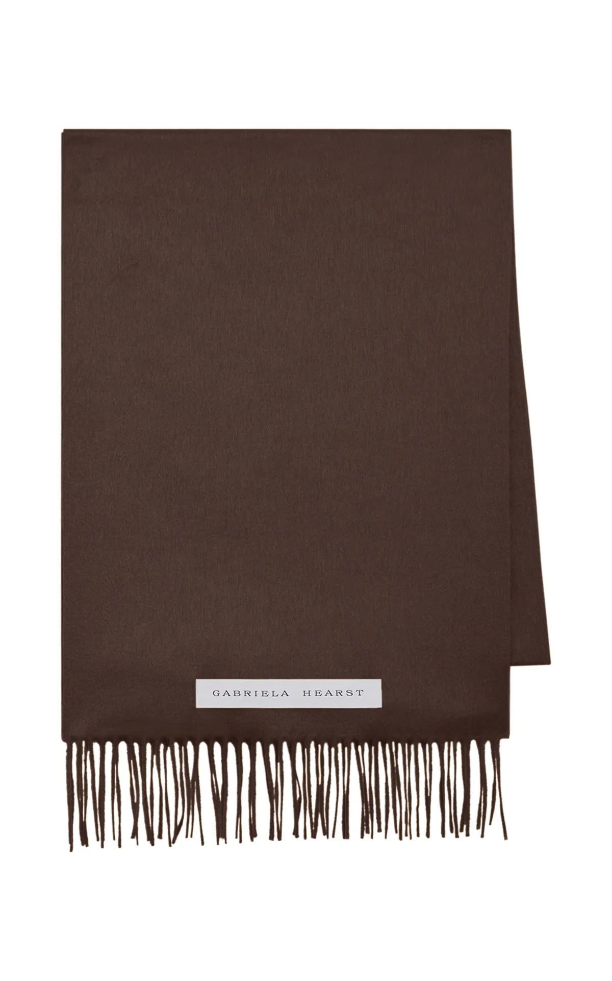 Blaine Fringe Scarf in Chocolate Brushed Silk Cashmere sold by Gabriela Hearst