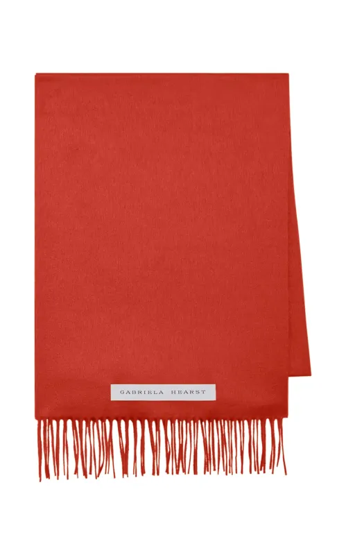 Blaine Fringe Scarf in Antelope Orange Brushed Silk Cashmere sold by Gabriela Hearst