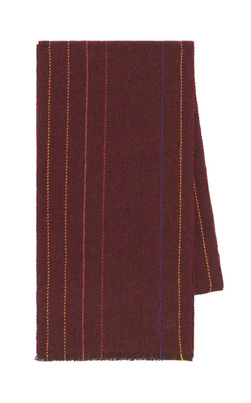 Fokestone Scarf in Burnt Sienna Multi Pinstripe Wool Cashmere sold by Gabriela Hearst