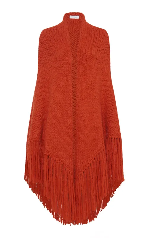 Lauren Knit Wrap in Antelope Orange Welfat Cashmere sold by Gabriela Hearst