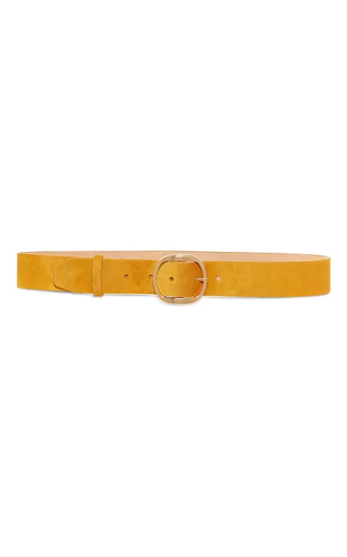 Elster Buckle Belt in Golden Birch Suede sold by Gabriela Hearst