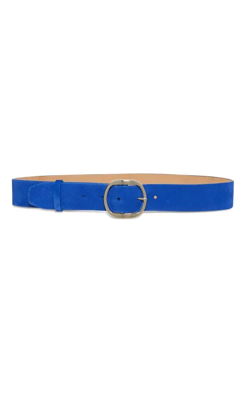 Elster Buckle Belt in Cobalt Suede sold by Gabriela Hearst