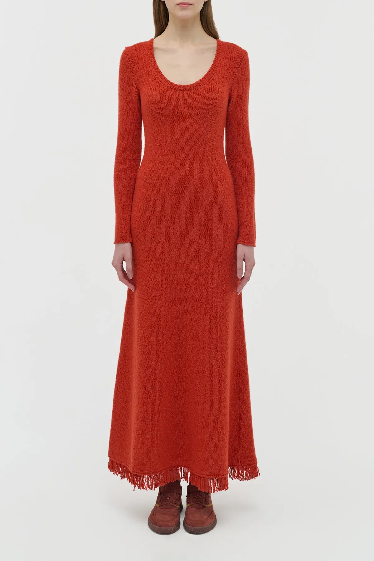 Maribel Knit Maxi Dress in Antelope Orange Cashmere sold by Gabriela Hearst product image thumbnail 3
