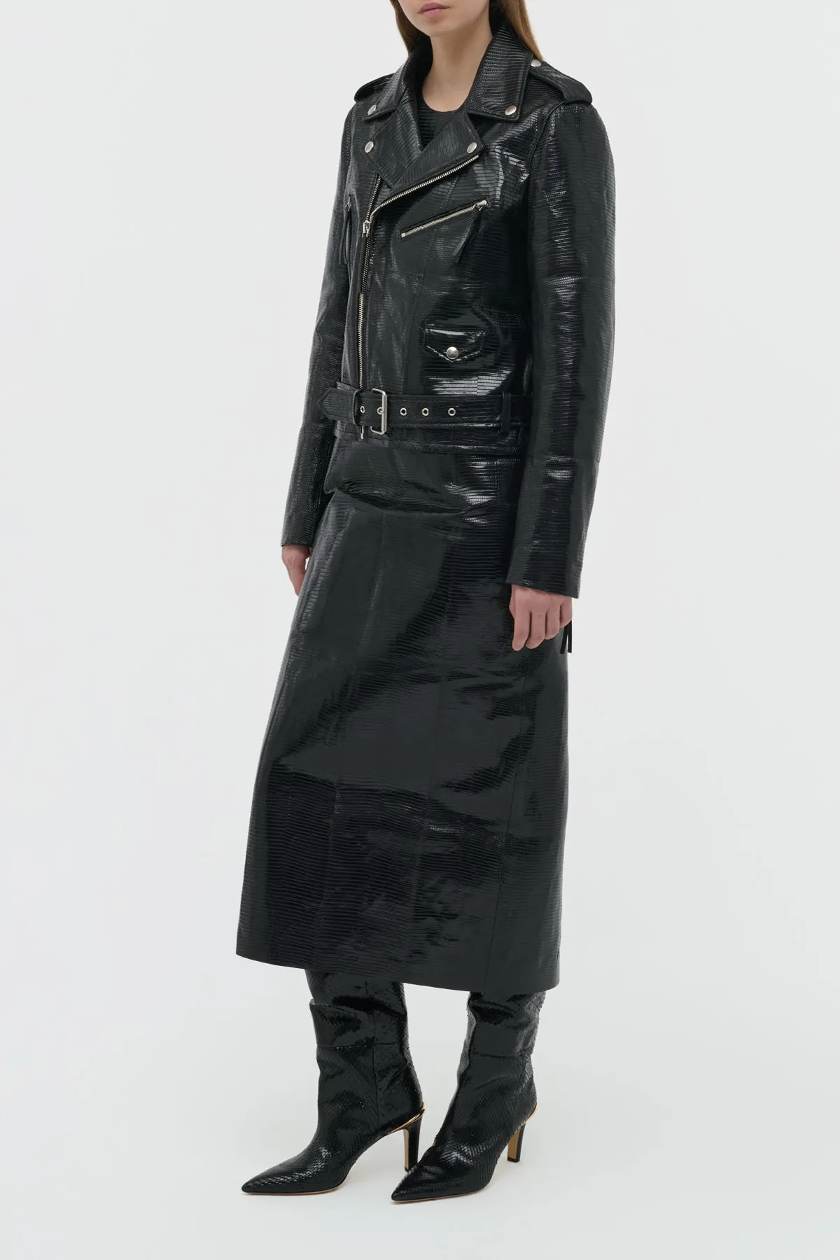 Anton Biker Jacket in Black Lizard sold by Gabriela Hearst product image thumbnail 3