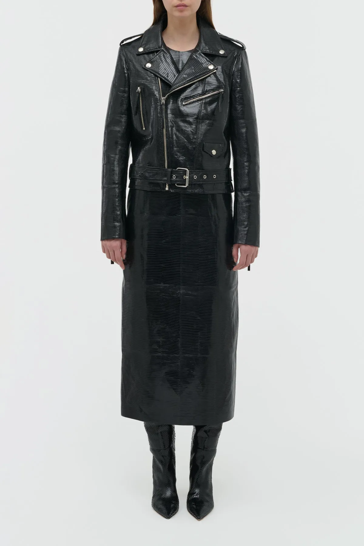 Anton Biker Jacket in Black Lizard sold by Gabriela Hearst product image thumbnail 2