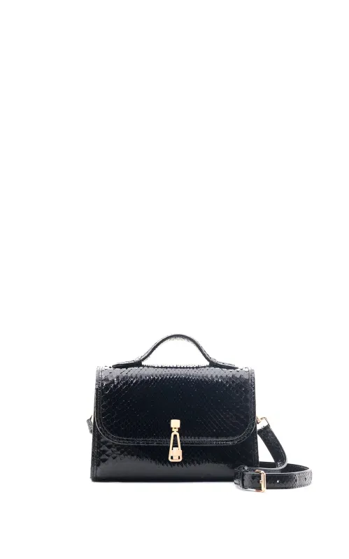 Small Leonora Flap Bag in Black Inversa™ Python Skin with Sunglass Pouch sold by Gabriela Hearst