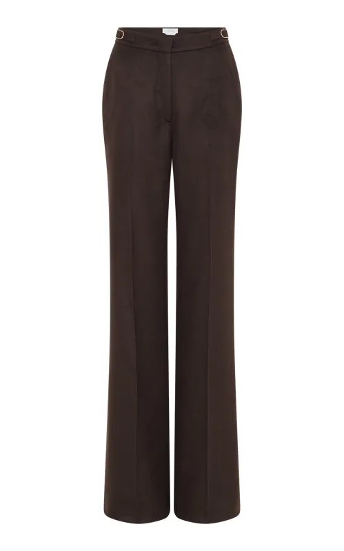 Vesta Pant in Chocolate Winter Silk sold by Gabriela Hearst
