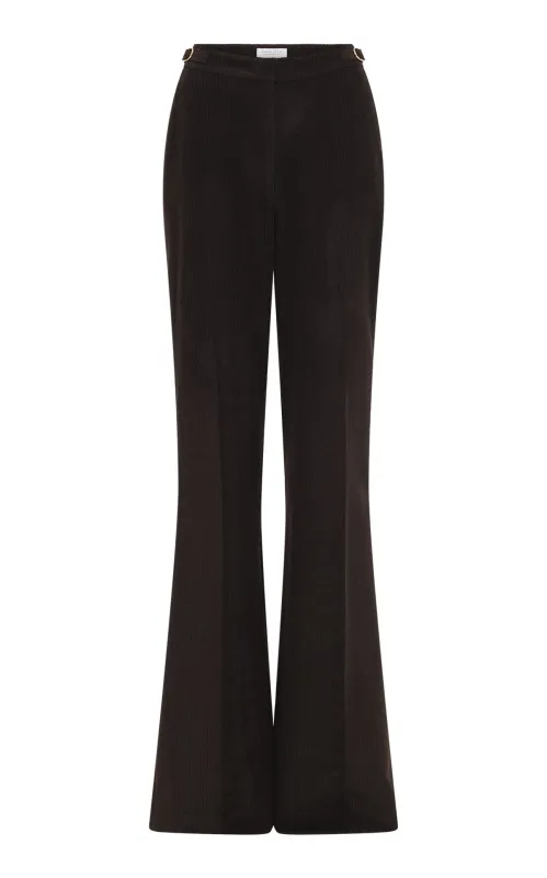 Vesta Flare Pant in Chocolate Fine Cashmere Corduroy sold by Gabriela Hearst