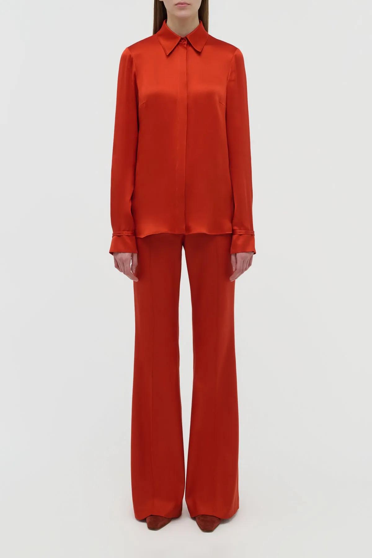 Cruz Shirt in Antelope Orange Double Satin sold by Gabriela Hearst product image thumbnail 2