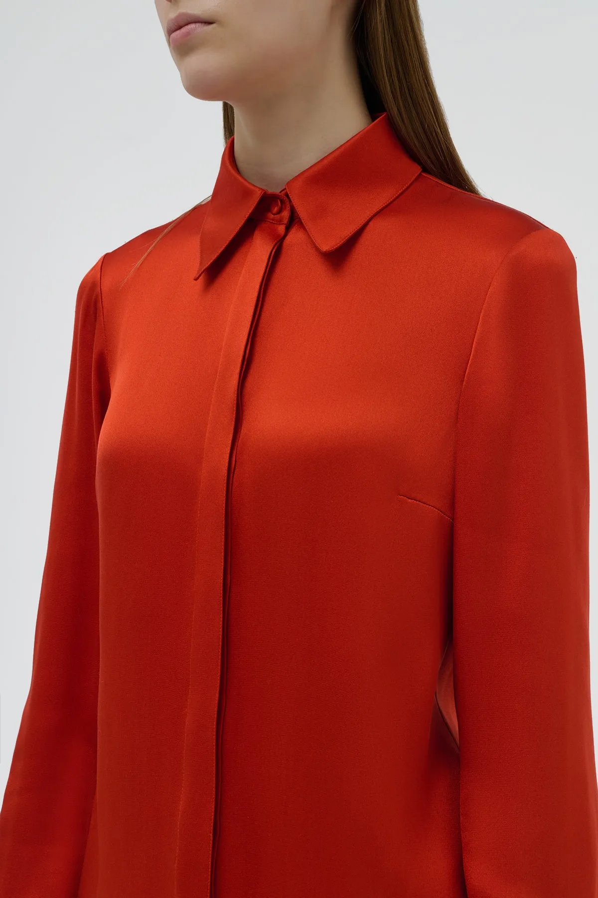 Cruz Shirt in Antelope Orange Double Satin sold by Gabriela Hearst product image thumbnail 5