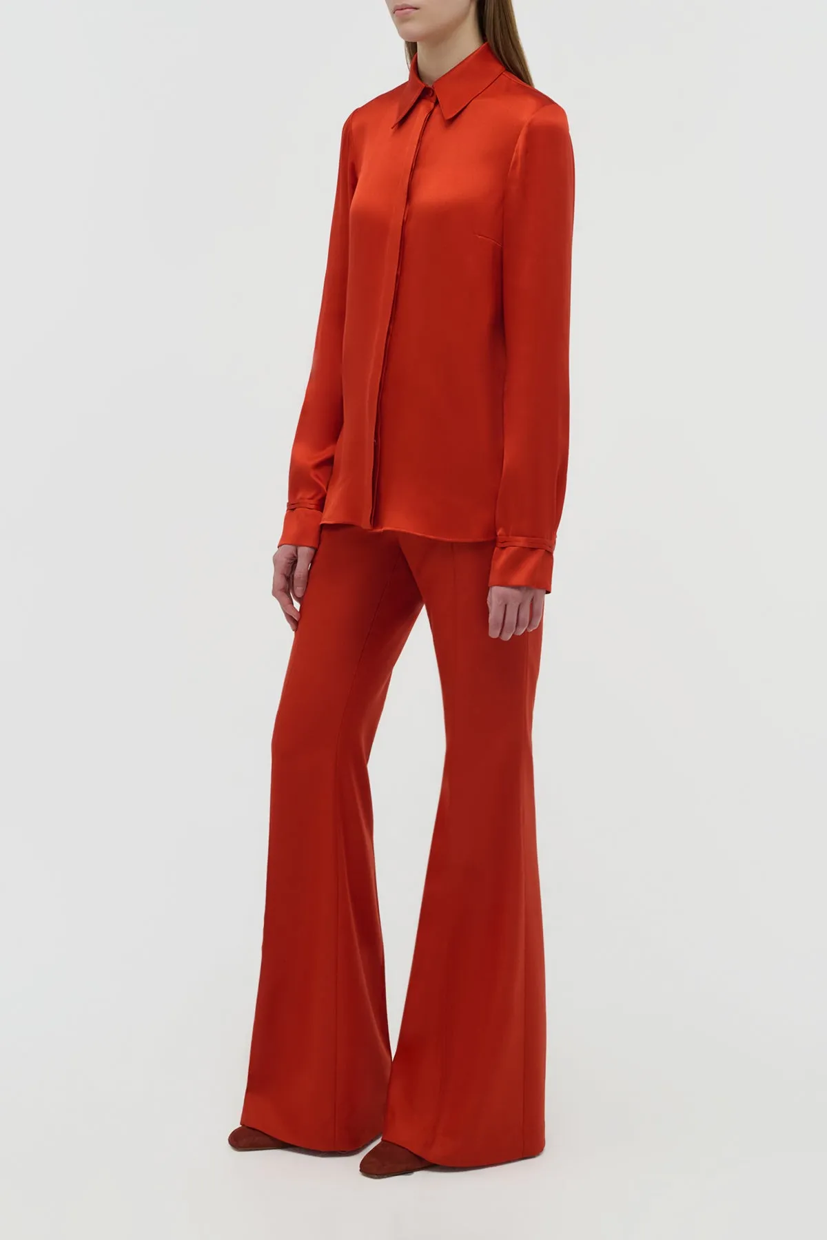 Cruz Shirt in Antelope Orange Double Satin sold by Gabriela Hearst product image thumbnail 3