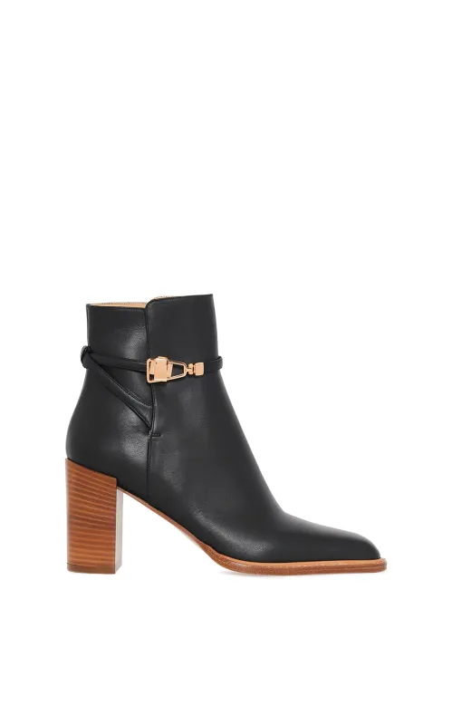 Nina Clasp Ankle Boot in Black Leather sold by Gabriela Hearst