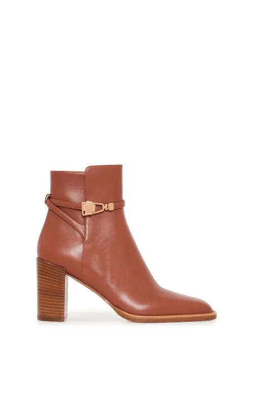 Nina Clasp Ankle Boot in Cognac Leather sold by Gabriela Hearst