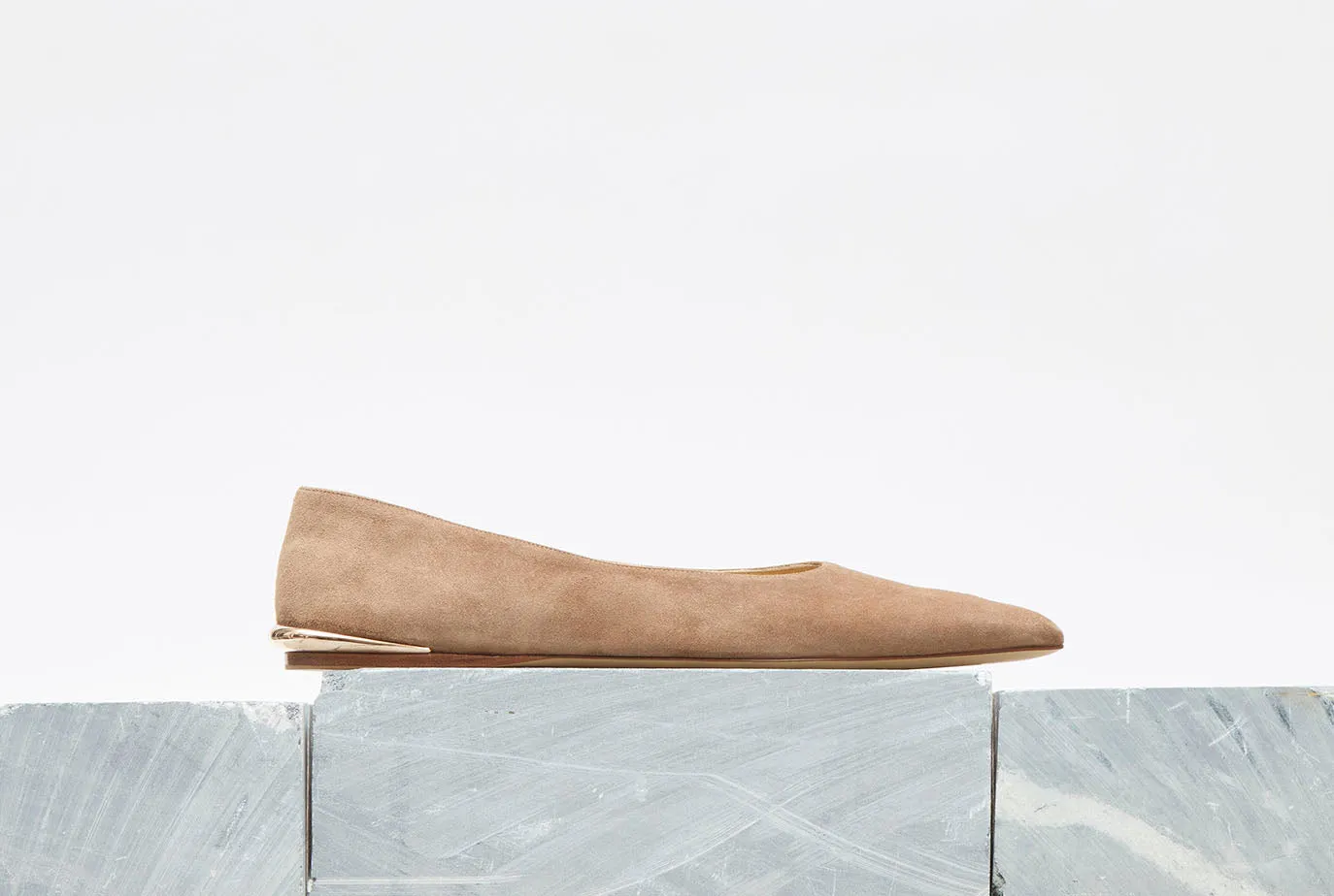 Fleur Ballerina Flat Shoe in Dark Sand Suede sold by Gabriela Hearst product image thumbnail 5