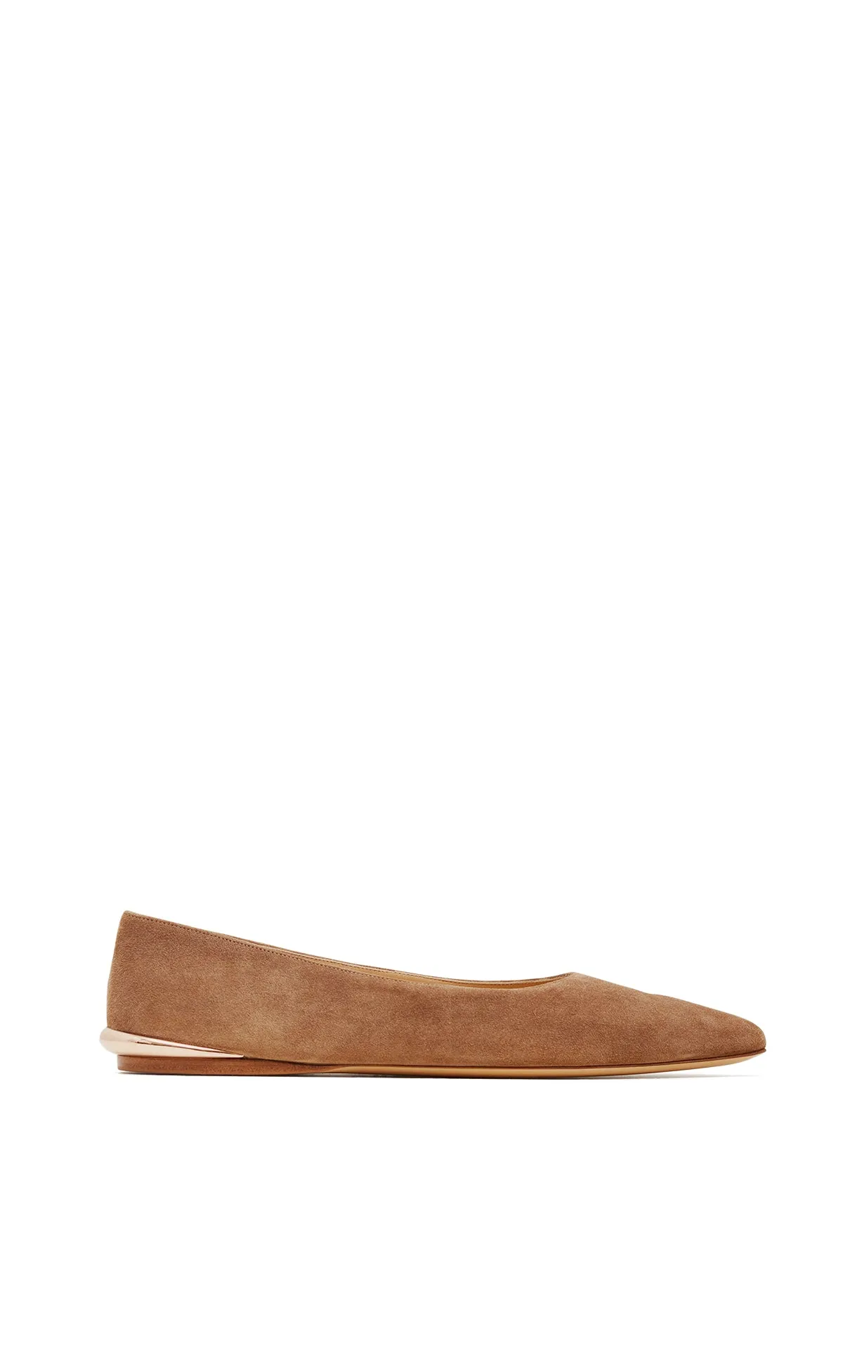 Fleur Ballerina Flat Shoe in Dark Sand Suede sold by Gabriela Hearst