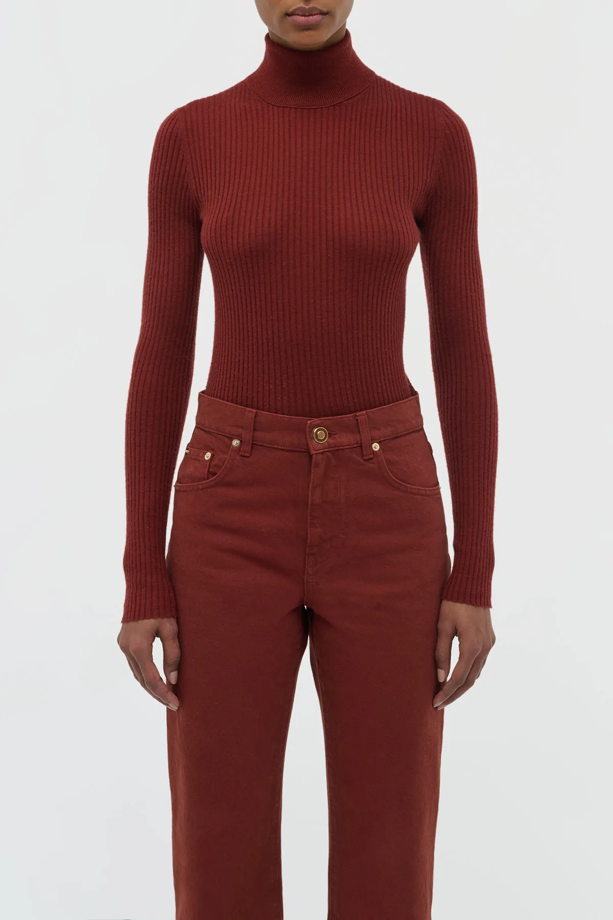 Peppe Knit Turtleneck in Burnt Sienna Cashmere Silk sold by Gabriela Hearst product image thumbnail 2