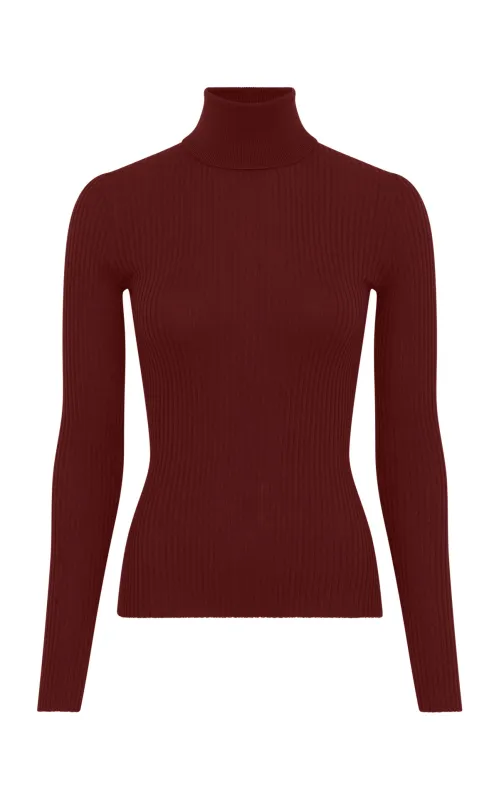 Peppe Knit Turtleneck in Burnt Sienna Cashmere Silk sold by Gabriela Hearst