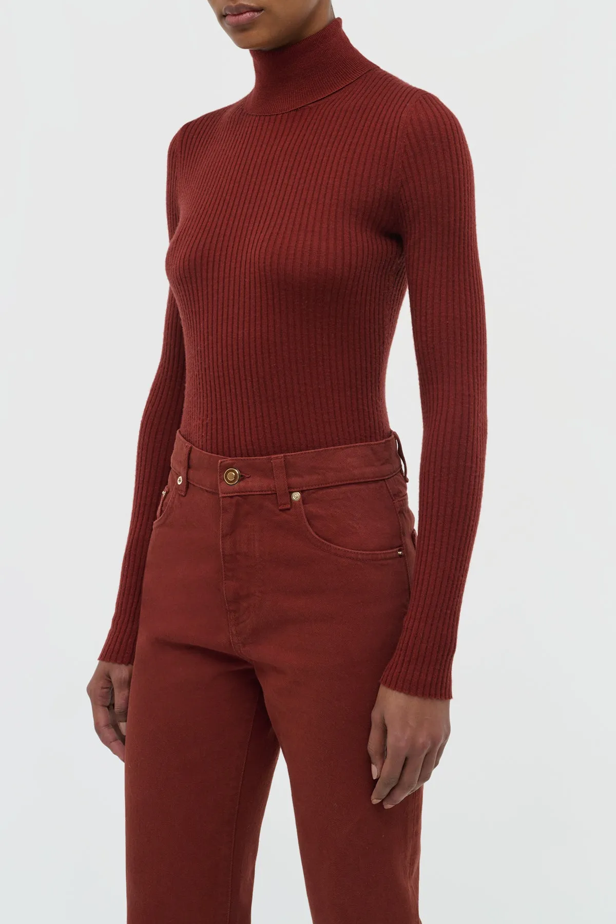 Peppe Knit Turtleneck in Burnt Sienna Cashmere Silk sold by Gabriela Hearst product image thumbnail 3