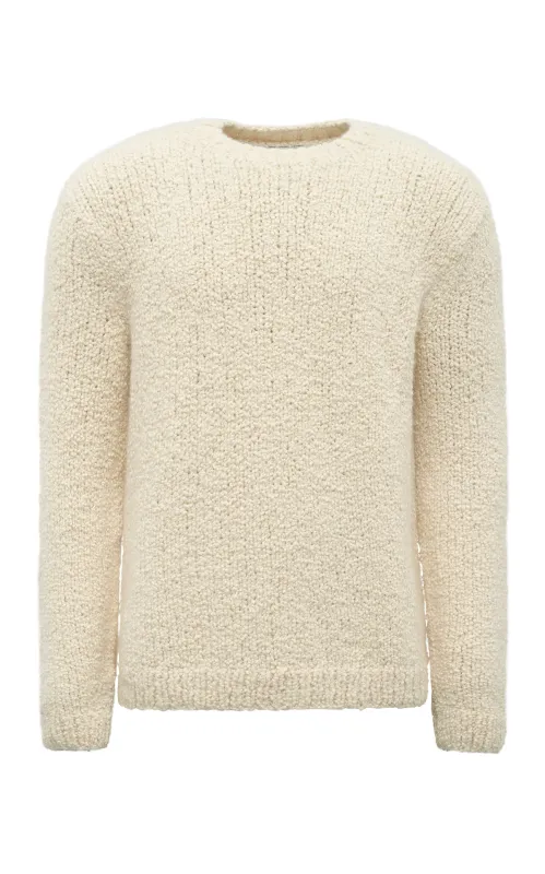 Typhon Knit Sweater in Ivory Cashmere Boucle sold by Gabriela Hearst