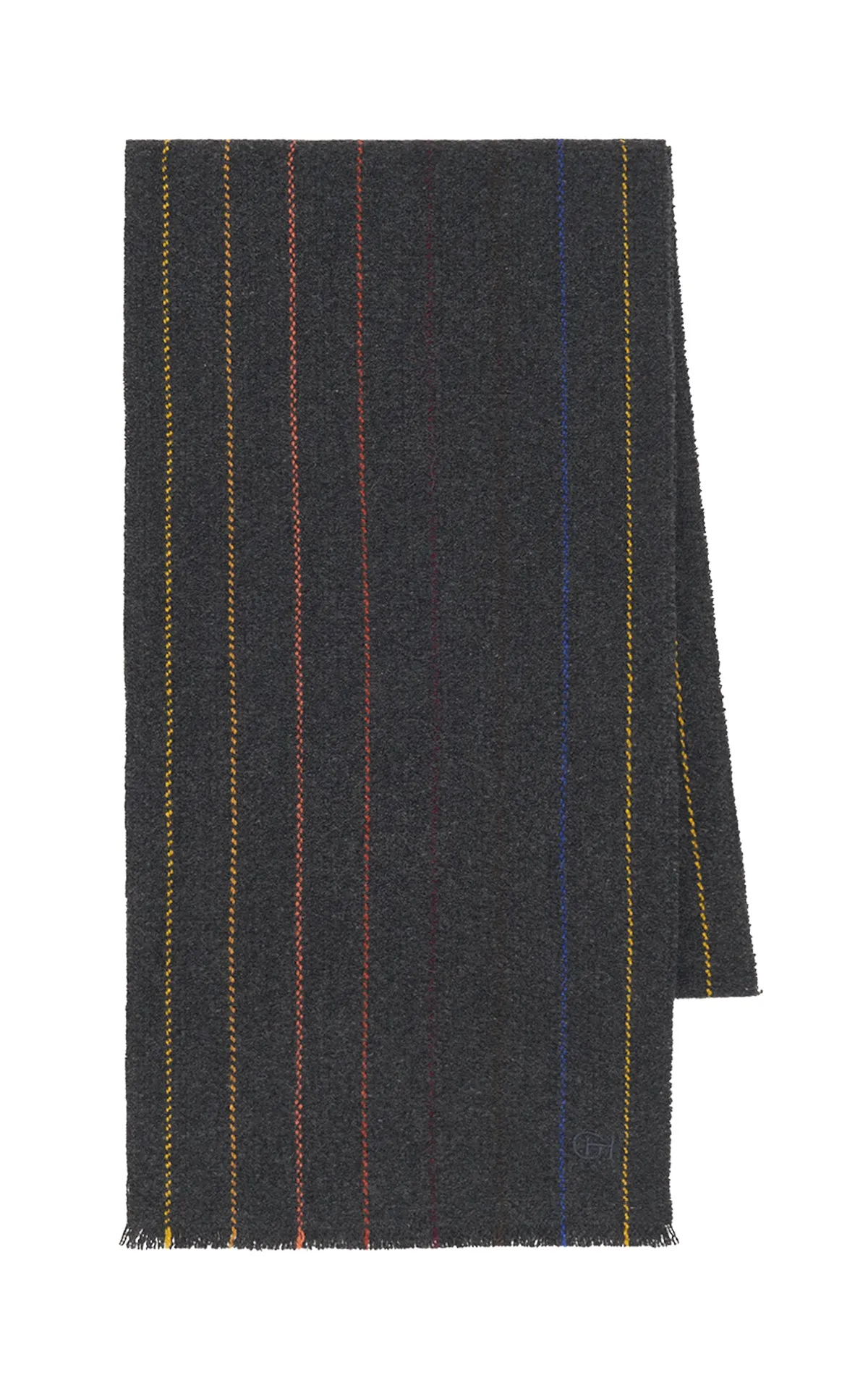 Fokestone Scarf in Charcoal Multi Pinstripe Wool Cashmere sold by Gabriela Hearst