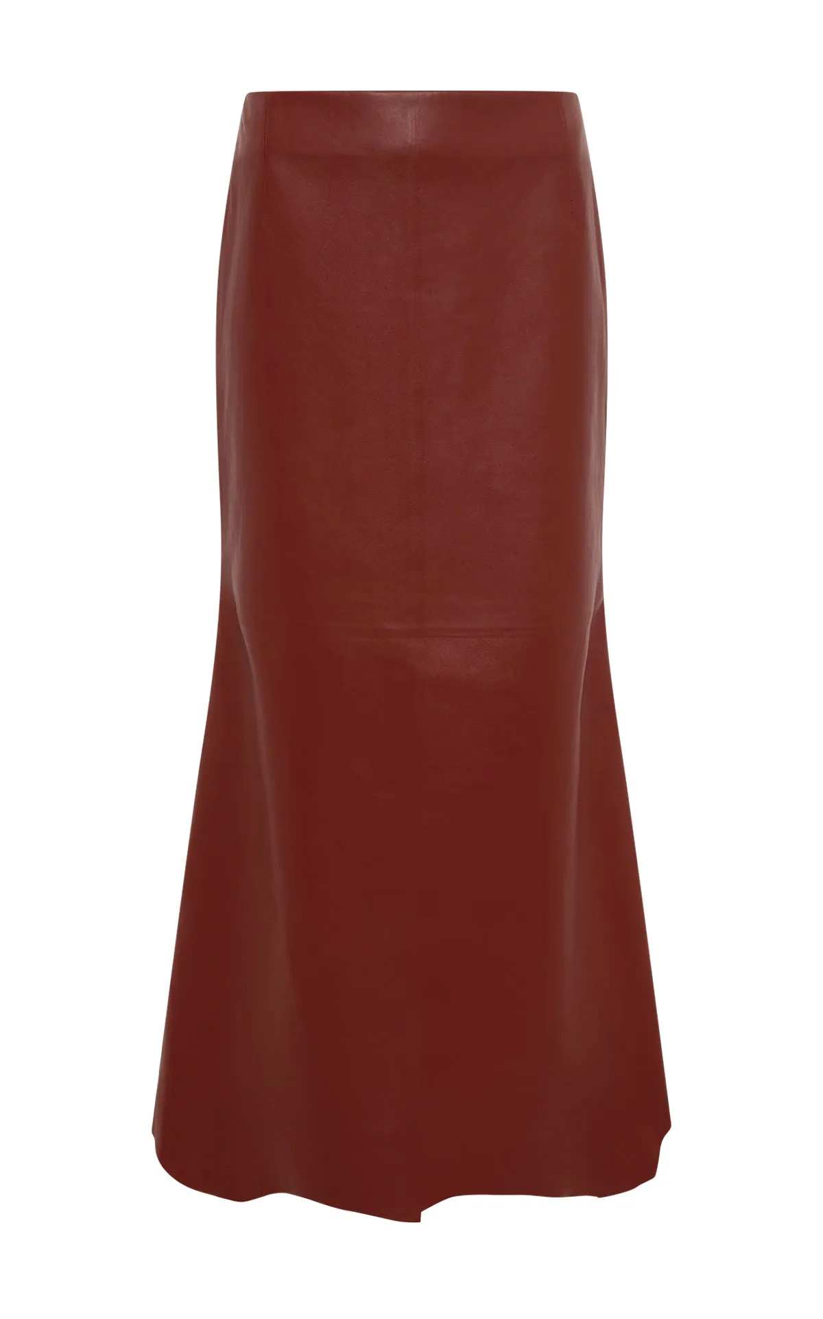 Edwardo Raw Cut Midi Skirt in Burnt Sienna Soft Leather sold by Gabriela Hearst