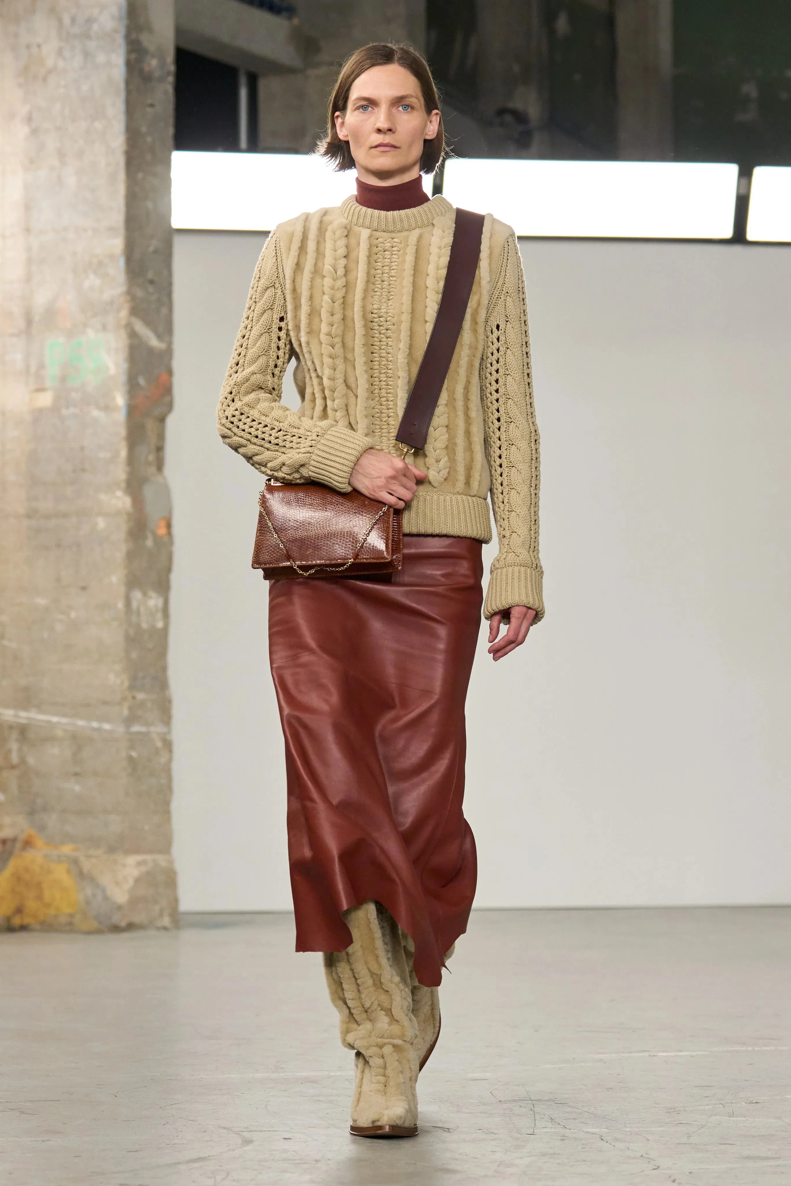 Edwardo Raw Cut Midi Skirt in Burnt Sienna Soft Leather sold by Gabriela Hearst product image thumbnail 2
