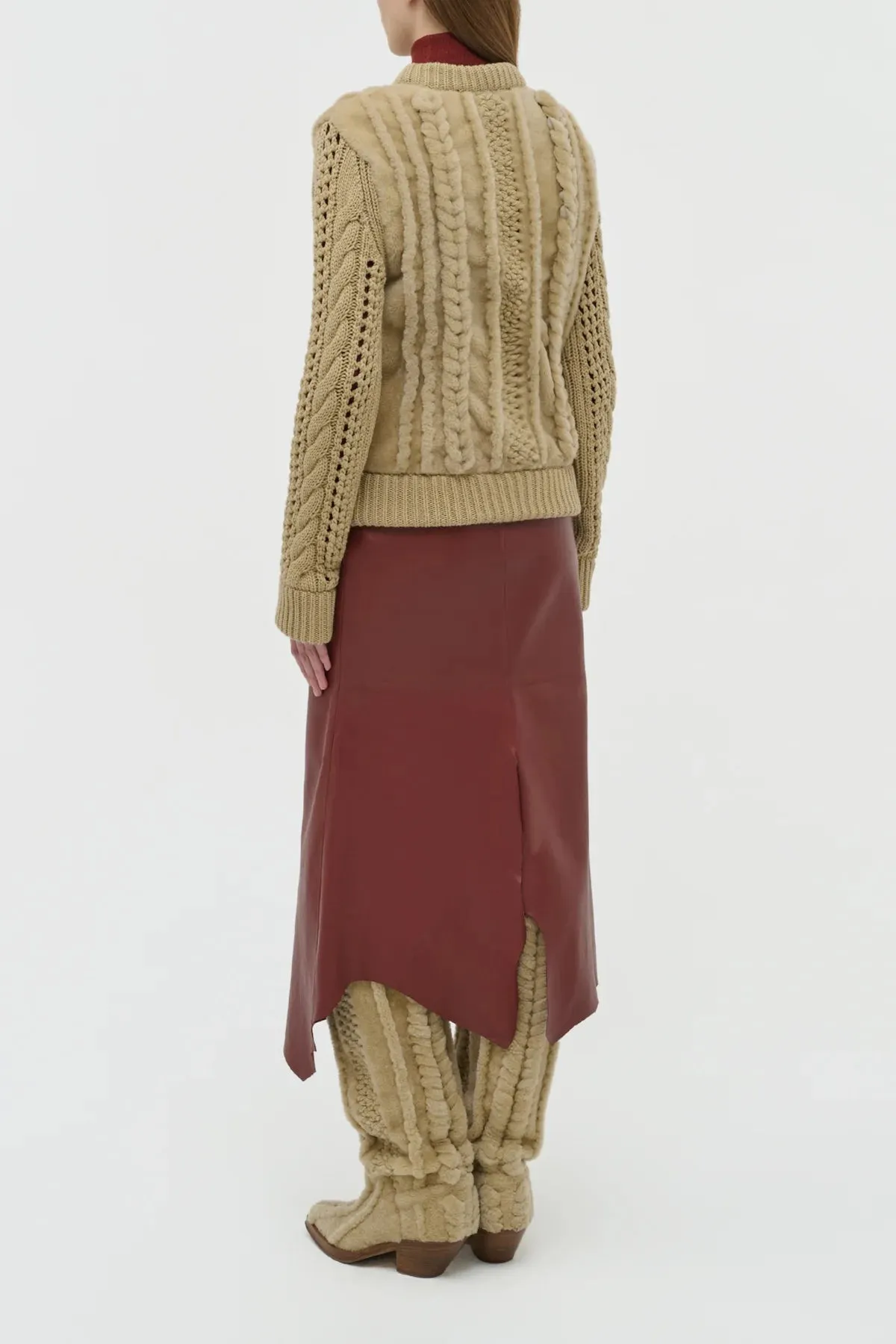 Edwardo Raw Cut Midi Skirt in Burnt Sienna Soft Leather sold by Gabriela Hearst product image thumbnail 4
