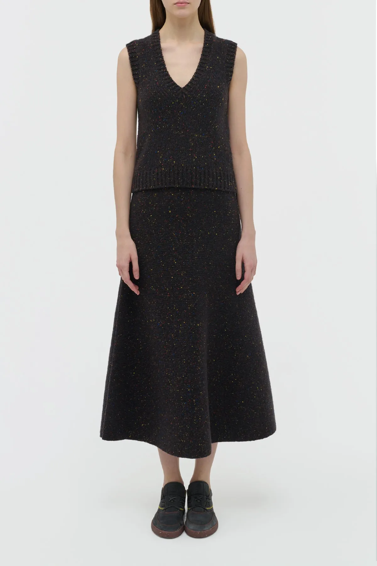 Eden Knit Maxi Skirt in Charcoal Multi Aran Cashmere sold by Gabriela Hearst product image thumbnail 2