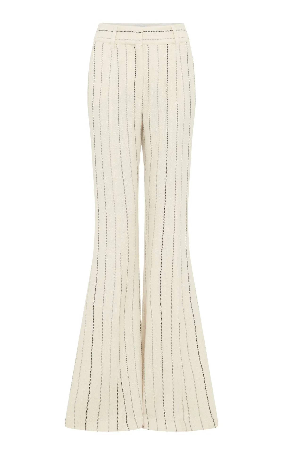 Rhein Flare Pant in Ivory Multi Pinstripe Wool Cashmere sold by Gabriela Hearst