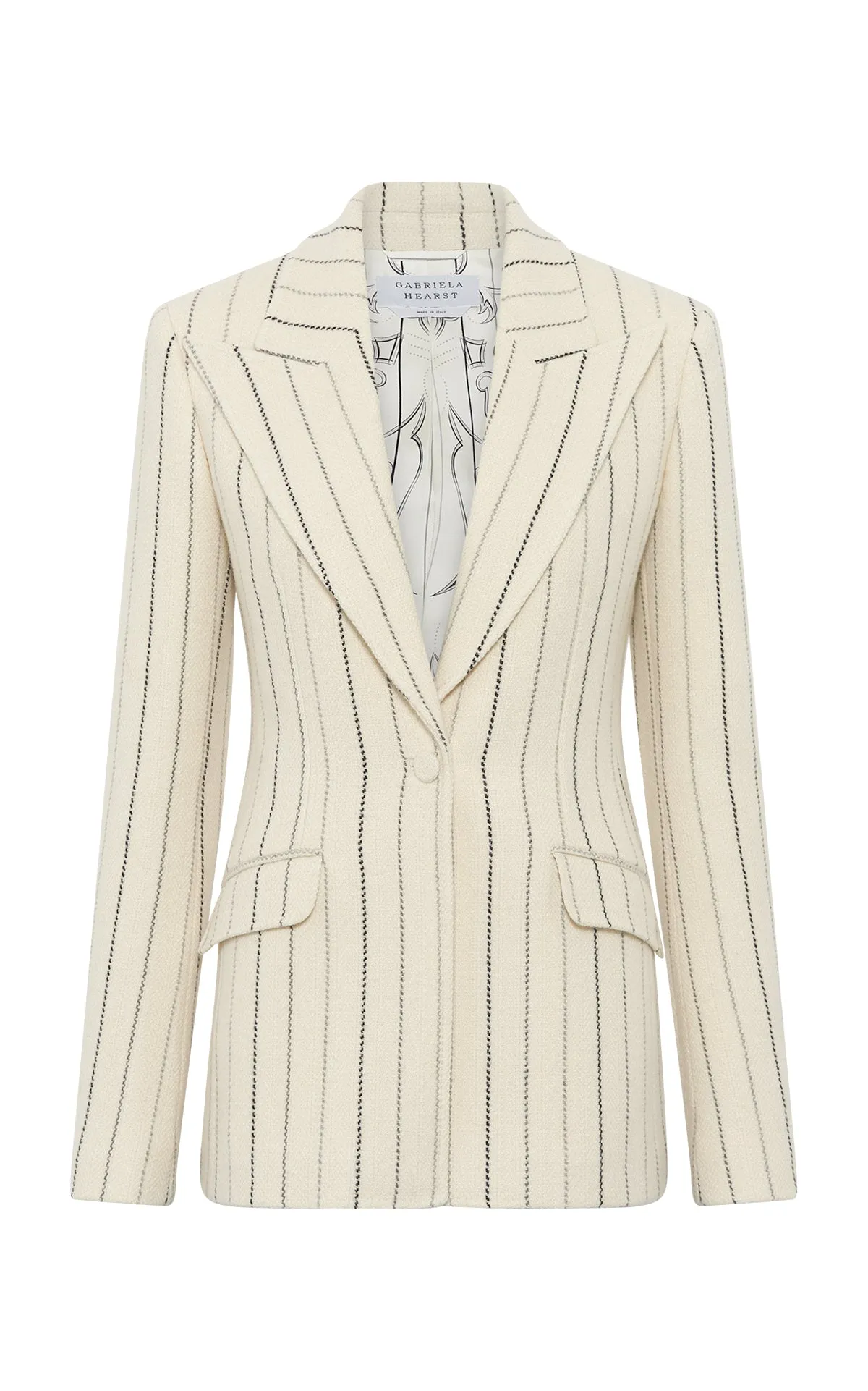 Leiva Blazer in Ivory Multi Pinstripe Wool Cashmere sold by Gabriela Hearst
