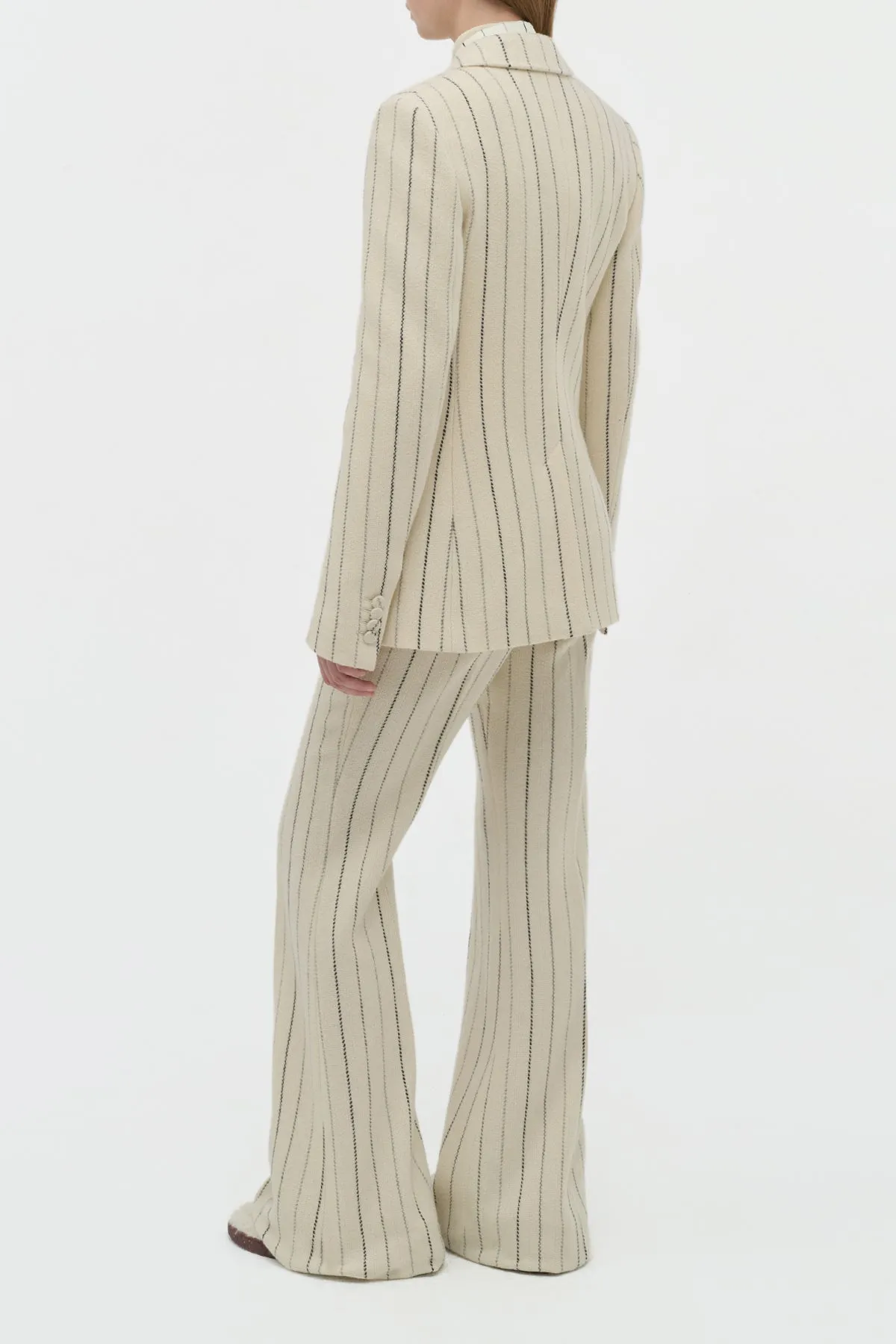Leiva Blazer in Ivory Multi Pinstripe Wool Cashmere sold by Gabriela Hearst product image thumbnail 4