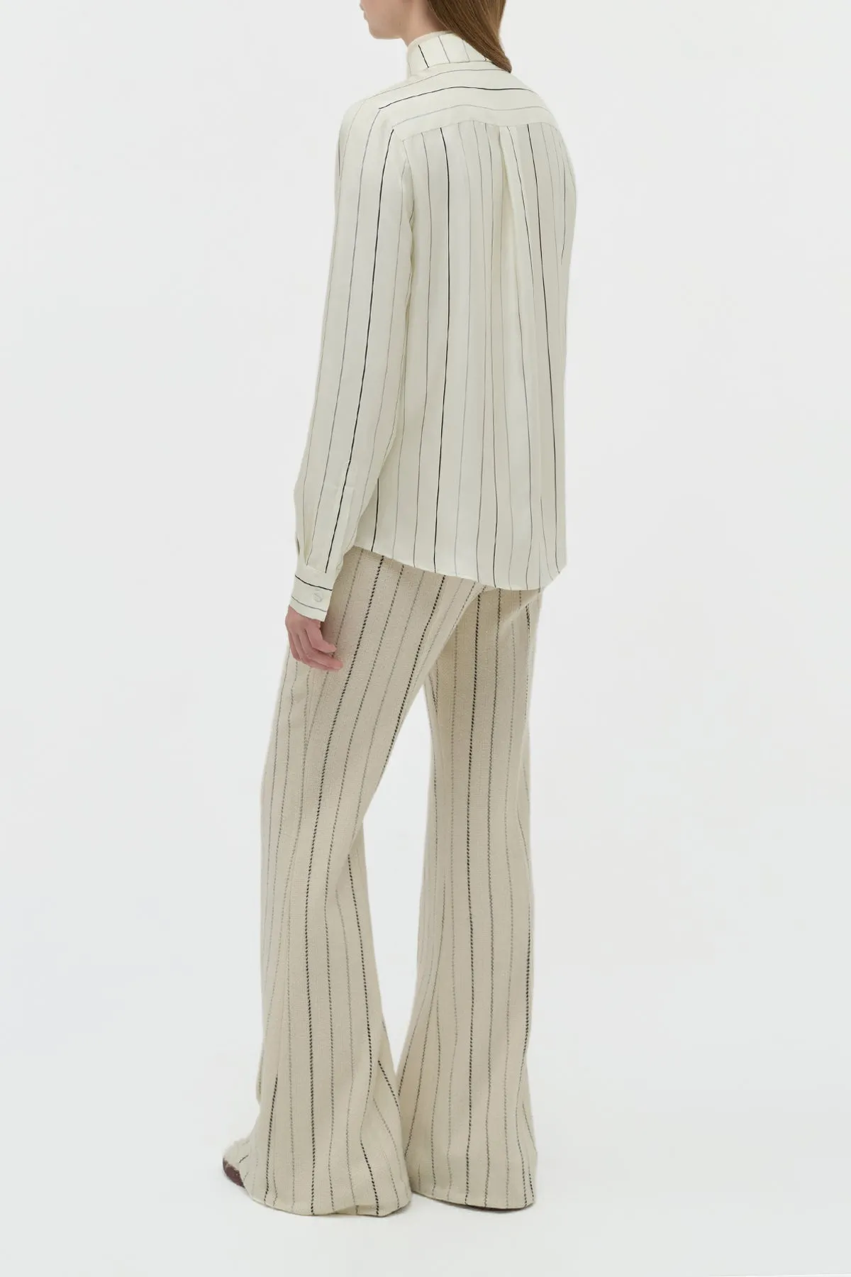 Henri Blouse in Ivory Multi Pinstripe Silk Twill sold by Gabriela Hearst product image thumbnail 4