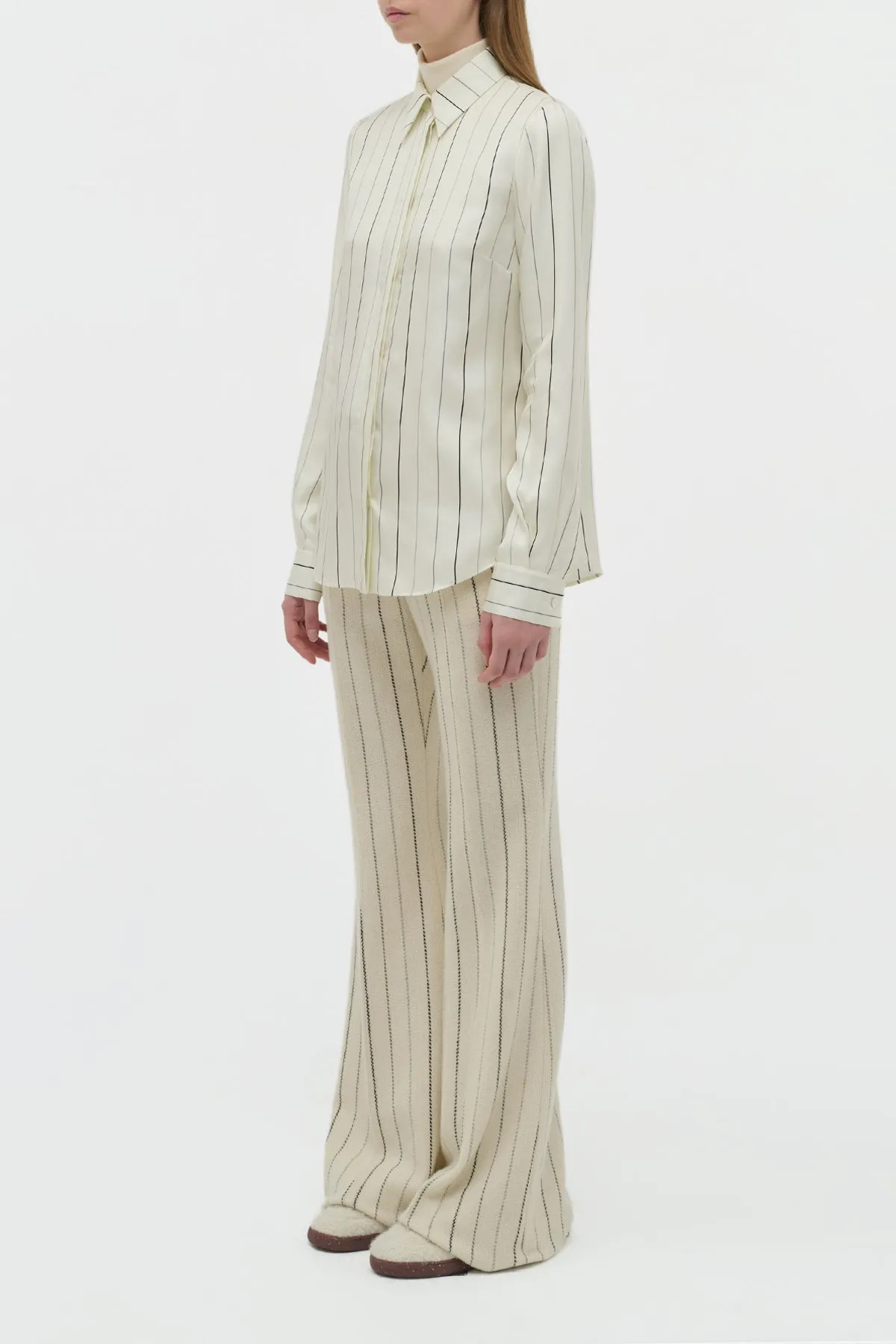 Henri Blouse in Ivory Multi Pinstripe Silk Twill sold by Gabriela Hearst product image thumbnail 3