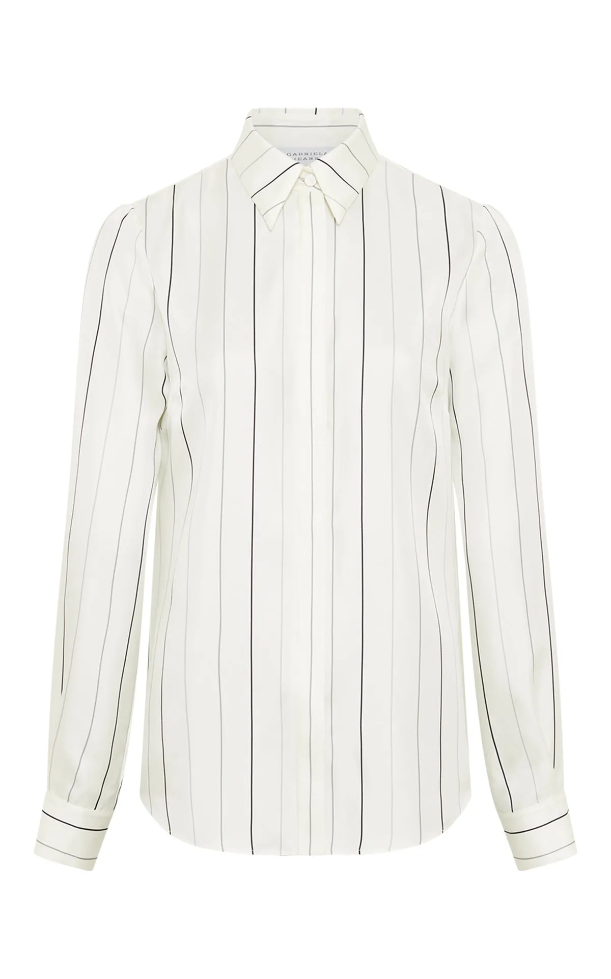 Henri Blouse in Ivory Multi Pinstripe Silk Twill sold by Gabriela Hearst