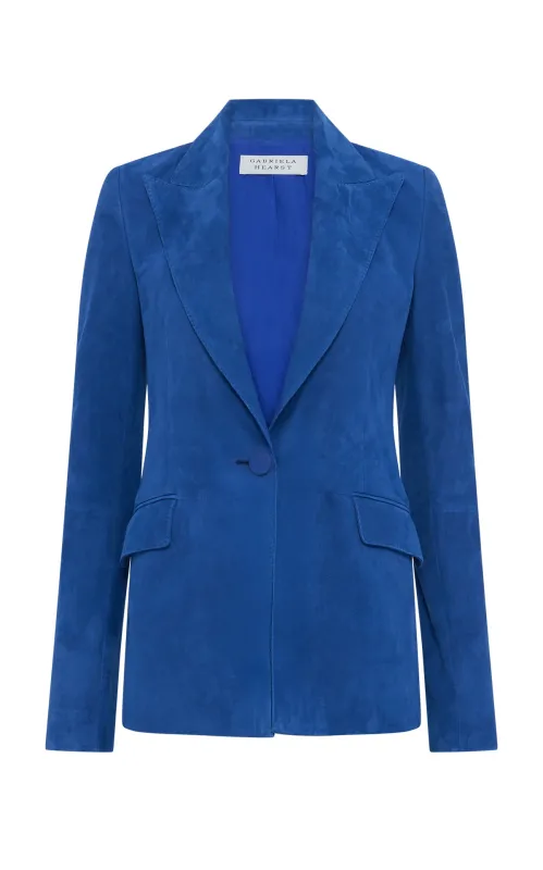 Leiva Blazer in Cobalt Suede made by Gabriela Hearst