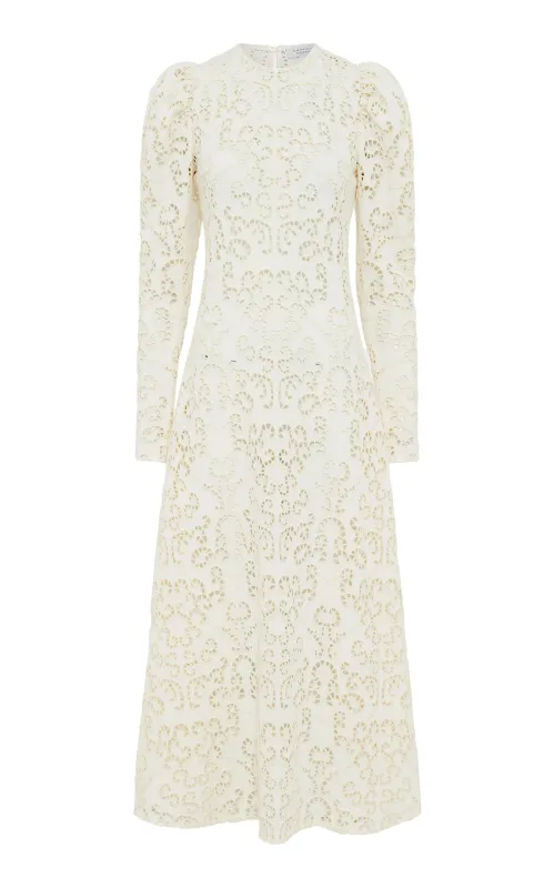 Eshal Knit Maxi Dress in Ivory Merino Wool made by Gabriela Hearst