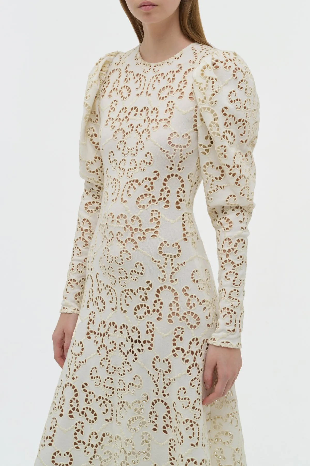 Eshal Knit Maxi Dress in Ivory Merino Wool sold by Gabriela Hearst product image thumbnail 5