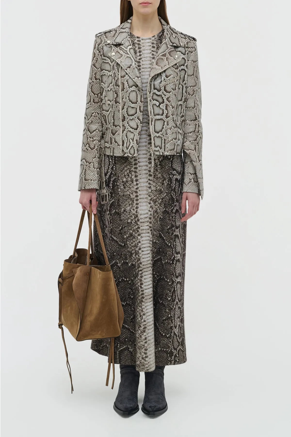 Aalia Knit Maxi Dress in Greyscale Cashmere Silk sold by Gabriela Hearst product image thumbnail 3