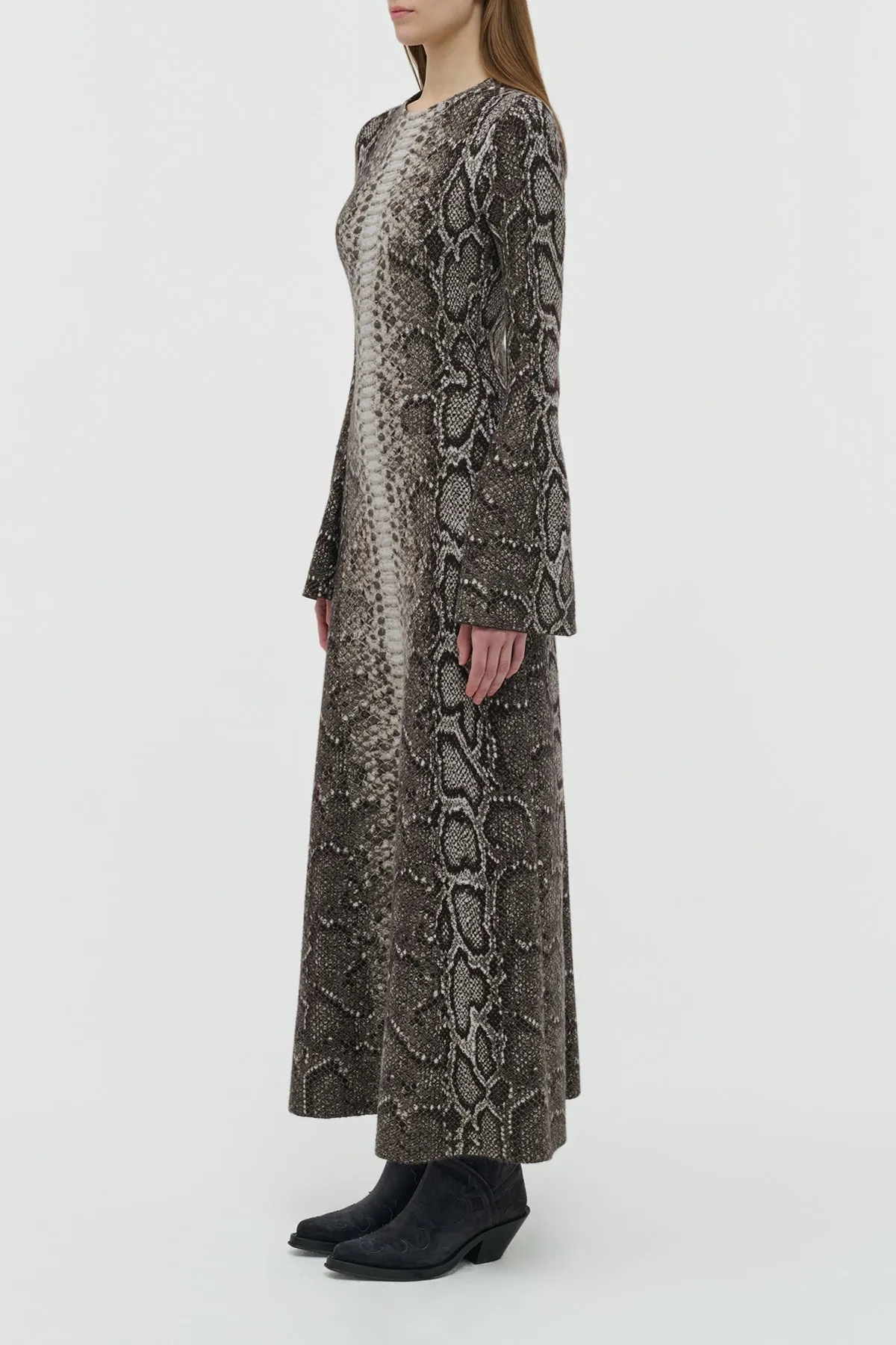 Aalia Knit Maxi Dress in Greyscale Cashmere Silk sold by Gabriela Hearst product image thumbnail 5