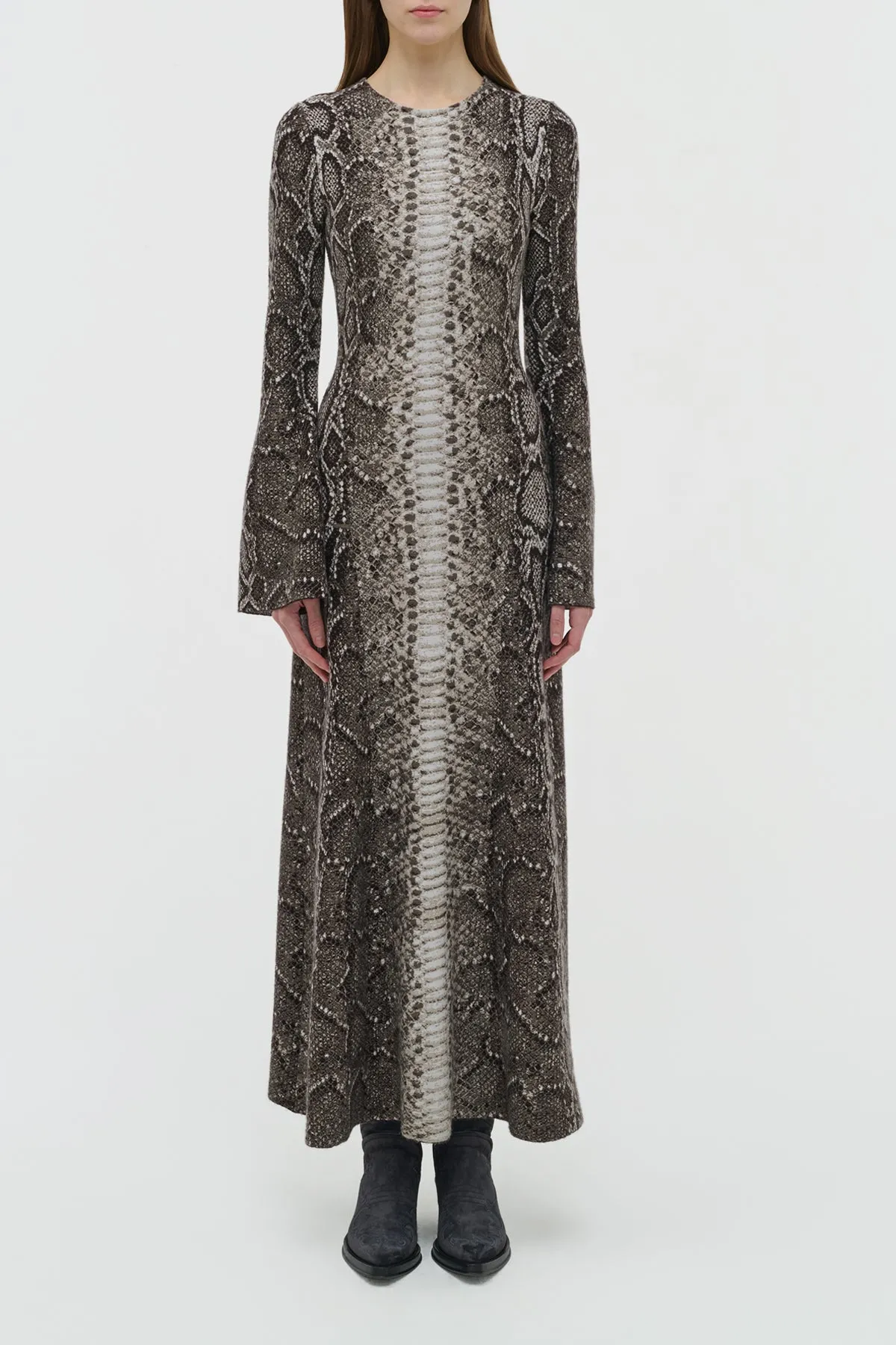 Aalia Knit Maxi Dress in Greyscale Cashmere Silk sold by Gabriela Hearst product image thumbnail 4