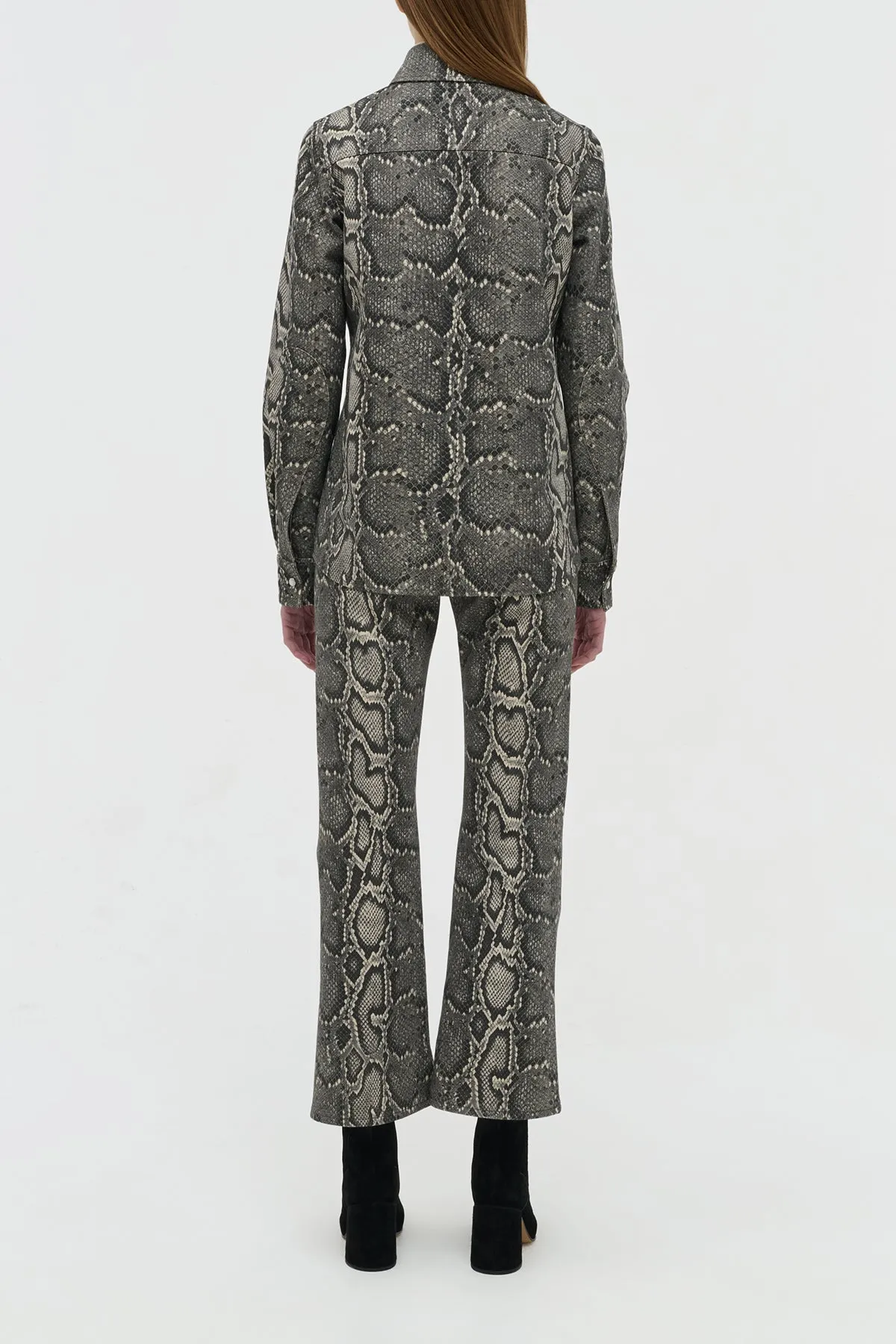 Ezra Bootcut Cropped Jean in Greyscale Recycled Printed Cotton Denim sold by Gabriela Hearst product image thumbnail 5