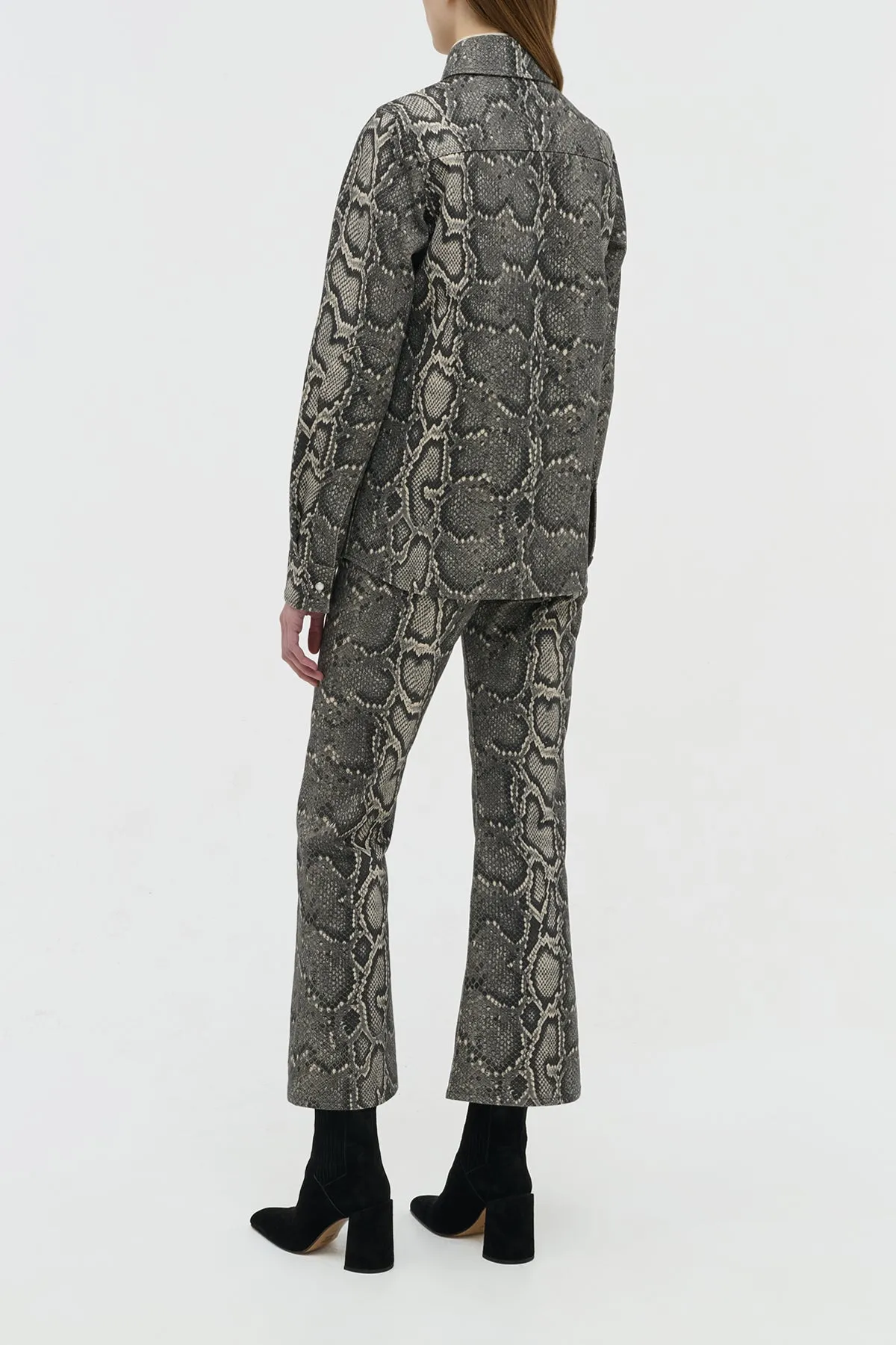 Ezra Bootcut Cropped Jean in Greyscale Recycled Printed Cotton Denim sold by Gabriela Hearst product image thumbnail 4