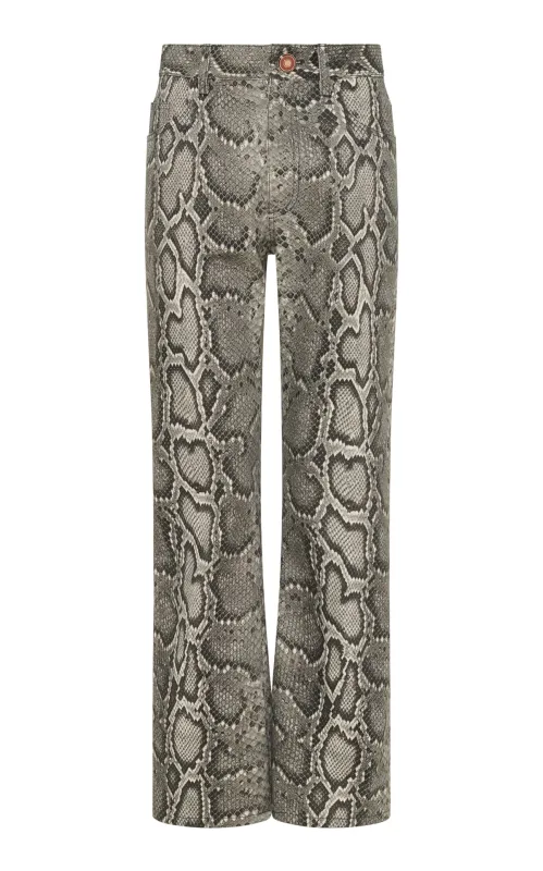 Ezra Bootcut Cropped Jean in Greyscale Recycled Printed Cotton Denim sold by Gabriela Hearst