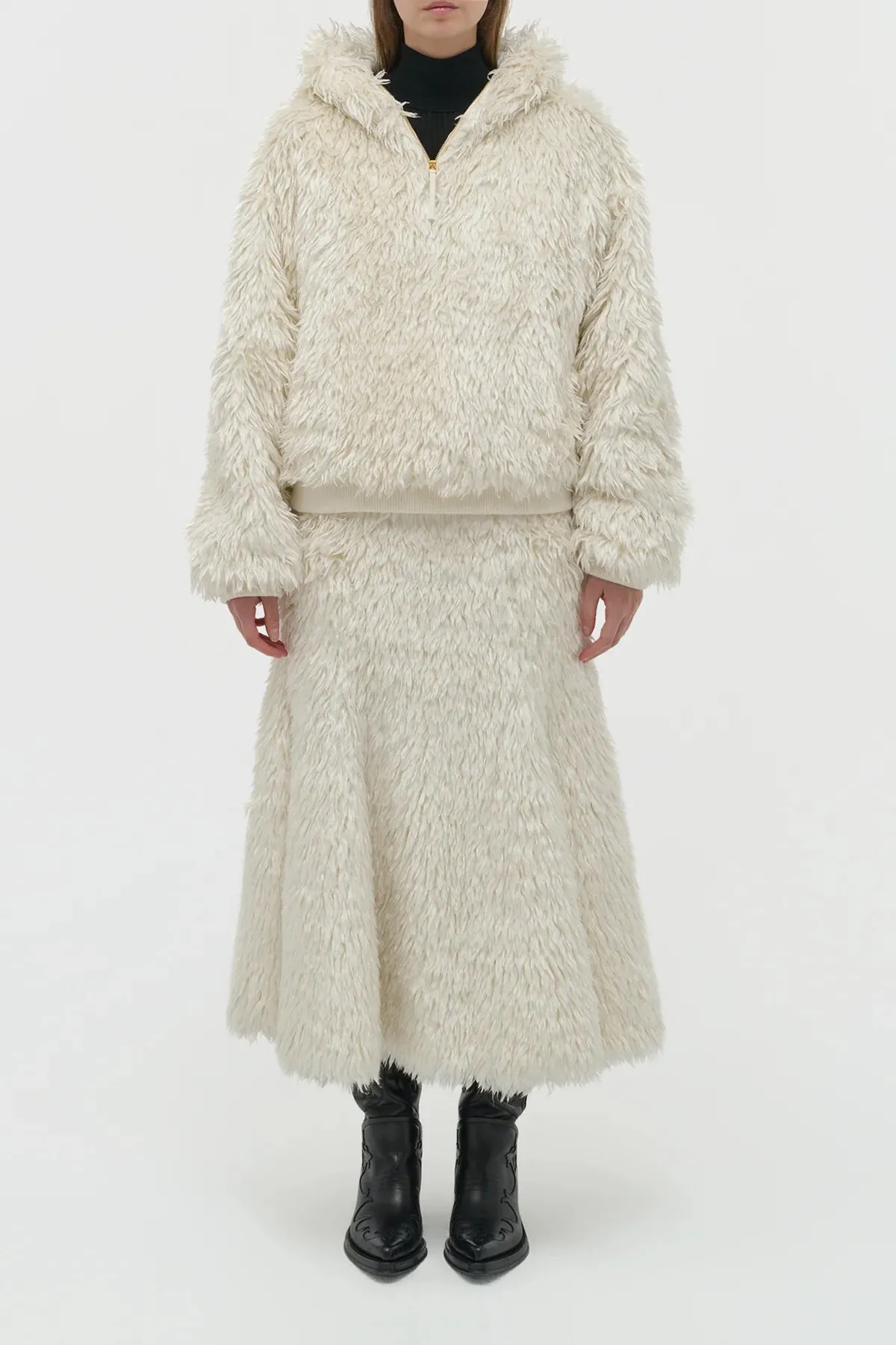 Patterson Midi Skirt in Ivory Silk Fur sold by Gabriela Hearst product image thumbnail 2